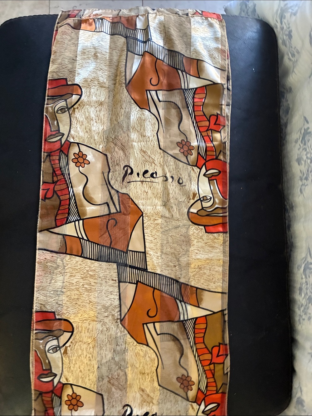 Picasso-Inspired Beige and Rust Women's Skirt